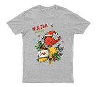 T-shirt grafica uomo donna cassetta postale Cardinal Bird Winter Messenger...