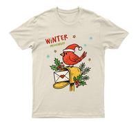 T-shirt grafica uomo donna cassetta postale Cardinal Bird Winter Messenger...
