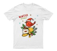 T-shirt grafica uomo donna cassetta postale Cardinal Bird Winter Messenger...