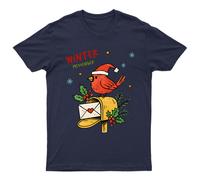 T-shirt grafica uomo donna cassetta postale Cardinal Bird Winter Messenger...