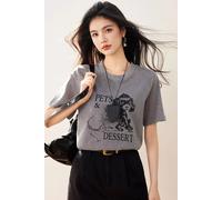 T-Shirt Grigia In Cotone Con Stampa Cane E Gatto Pets & Dessert CF45688