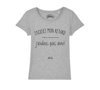 T-Shirt Grigio Donna Maniche Corte, SCUSATE IL MIO RITARDO NON VOLEVO VENIRE