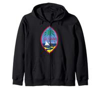 T-shirt Guam Flag Seal Distressed | Regali di liberazione Guam Felpa con Cappuccio