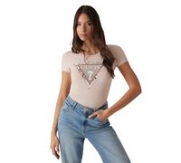 GUESS Maglietta 'CHEETA' beige / rosa pastello / argento / offwhite, Taglia M