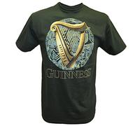 T-shirt Guinness verde bottiglia con arpa irlandese con celtico blu, Blu, M