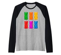 T-shirt Gummy Bears per adulti e ragazzi Maglia con Maniche Raglan
