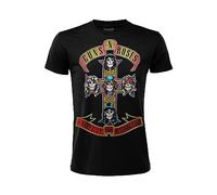T-Shirt Guns N Roses Appetite for Destruction. Maglietta Hard Rock Band Ufficiale. Maglia Album Disco Vinile CD. Unisex Uomo Donna. Nera. Adulto Ragazzo. (XXL)