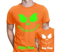 T-Shirt Halloween Glow In The Dark Ghost Pumpkin Face Horror Magliette Uomo #HD