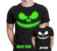 T-shirt Halloween Glow In The Dark Spooky Jack Face design spaventoso da...