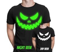 T-shirt Halloween Glow In The Dark Spooky Jack Face design spaventoso da...
