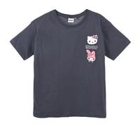T-SHIRT HELLO KITTY & FRIENDS SANRIO MANICHE CORTE MAGLIETTA GRIGIA 100% COTONE