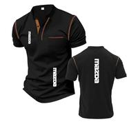 T-Shirt Henley Comode da Uomo Abbigliamento Sportivo per M.AZ.da Polo Grafiche A Maniche Corte con Colletto alla Coreana Mezza Manica Stile -HeiS||s