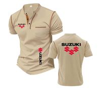 T-Shirt Henley da Uomo Abbigliamento Sportivo Fitness per su.ZU.K.I Polo Comode E Morbide A Mezza Manica Patchwork Stampato-KQS||m