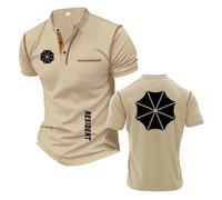 T-Shirt Henley da Uomo con Colori A Contrasto per R.es.i.d.en.t Polo Colletto Alto Comode Palestra Stampa Leggere Mezza Manica-KQS||s
