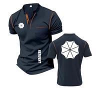 T-Shirt Henley da Uomo con Colori A Contrasto per R.es.i.d.en.t Polo Colletto Alto Comode Palestra Stampa Leggere Mezza Manica-ZQS||3X_l