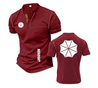 T-Shirt Henley da Uomo con Colori A Contrasto per R.es.i.d.en.t Polo Colletto Alto Comode Palestra Stampa Leggere Mezza Manica-JHS||3X_l