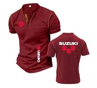 T-Shirt Henley da Uomo Sportive A Maniche Corte per su.ZU.K.I Comode Polo con Colletto Alto Abbigliamento Sportivo Leggero Cuciture A Mezza Manica-JHS||s