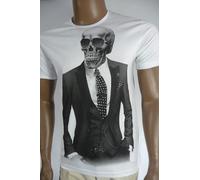 T-Shirt Herren BLACKROCK Teschio Vintage Estate Maniche Corte Bianco Taglia 3XL