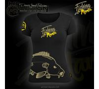 HOTSPOT DESIGN Women Fishing Mania CARPFISHING, nero-giallo, Maglietta