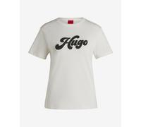 T-shirt HUGO Damacia manica corta bianco puro nero donna - M