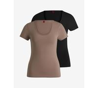 T-shirt HUGO Twin Basic manica corta donna marrone nero puro (2 unità) - S