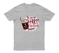 T-shirt I Run On Coffee unisex regalo retrò divertente donna vintage...