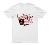 T-shirt I Run On Coffee unisex regalo retrò divertente donna vintage...