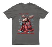 T-shirt I Run On Coffee unisex regalo retrò stagionale divertente Natale...