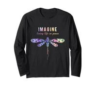 T-Shirt Imagine Boho Dragonfly, Anni '60 '70 Retro Groovy Hippy Vibes Maglia a Manica