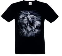 T-Shirt IN 8 Tonalità di Colore Indiano Natura & Falkenmotiv Modello Hawk