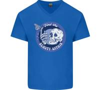 T-Shirt In Cotone A V Con Teschio E Farfalla Trova La Bellezza Dentro