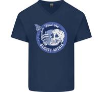 T-Shirt In Cotone A V Con Teschio E Farfalla Trova La Bellezza Dentro
