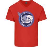 T-Shirt In Cotone A V Con Teschio E Farfalla Trova La Bellezza Dentro