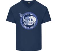 T-Shirt In Cotone A V Con Teschio E Farfalla Trova La Bellezza Dentro