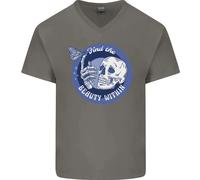 T-Shirt In Cotone A V Con Teschio E Farfalla Trova La Bellezza Dentro