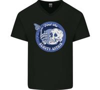 T-Shirt In Cotone A V Con Teschio E Farfalla Trova La Bellezza Dentro