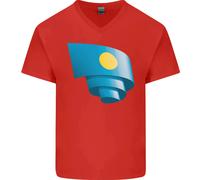 T-Shirt In Cotone A V Palauan Day Con Bandiera Curva Uomo