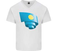 T-Shirt In Cotone A V Palauan Day Con Bandiera Curva Uomo