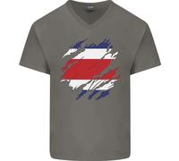 T-Shirt In Cotone A V Per Uomini Con Bandiera Della Costa Rica Rican Day