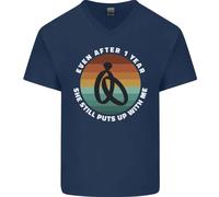 T-Shirt In Cotone A V Per Uomini Per Il Primo Anniversario Di Matrimonio