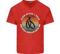 T-Shirt In Cotone A V Per Uomini Per Il Primo Anniversario Di Matrimonio