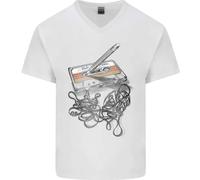 T-Shirt In Cotone A V Per Uomo Anni '80 '90 Con Cassetta Musicale Old School