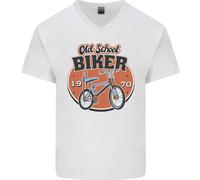 T-Shirt In Cotone A V Per Uomo Biker Chopper Bicicletta Old School