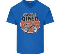 T-Shirt In Cotone A V Per Uomo Biker Chopper Bicicletta Old School