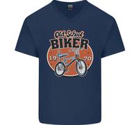 T-Shirt In Cotone A V Per Uomo Biker Chopper Bicicletta Old School
