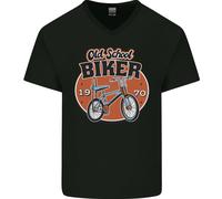 T-Shirt In Cotone A V Per Uomo Biker Chopper Bicicletta Old School