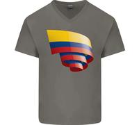 T-Shirt In Cotone A V Per Uomo Con Bandiera Curva Columbia Del Giorno Colombiano