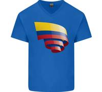 T-Shirt In Cotone A V Per Uomo Con Bandiera Curva Columbia Del Giorno Colombiano