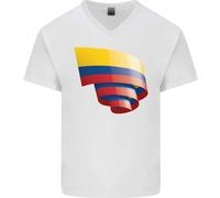 T-Shirt In Cotone A V Per Uomo Con Bandiera Curva Columbia Del Giorno Colombiano