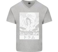 T-Shirt In Cotone A V Per Uomo Con Batterista Di Sumo